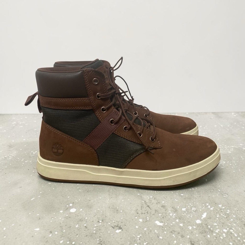 Timberland Chukka Boots Men Size 9.5 EU 43.5 Brown Davis Square A2BAX